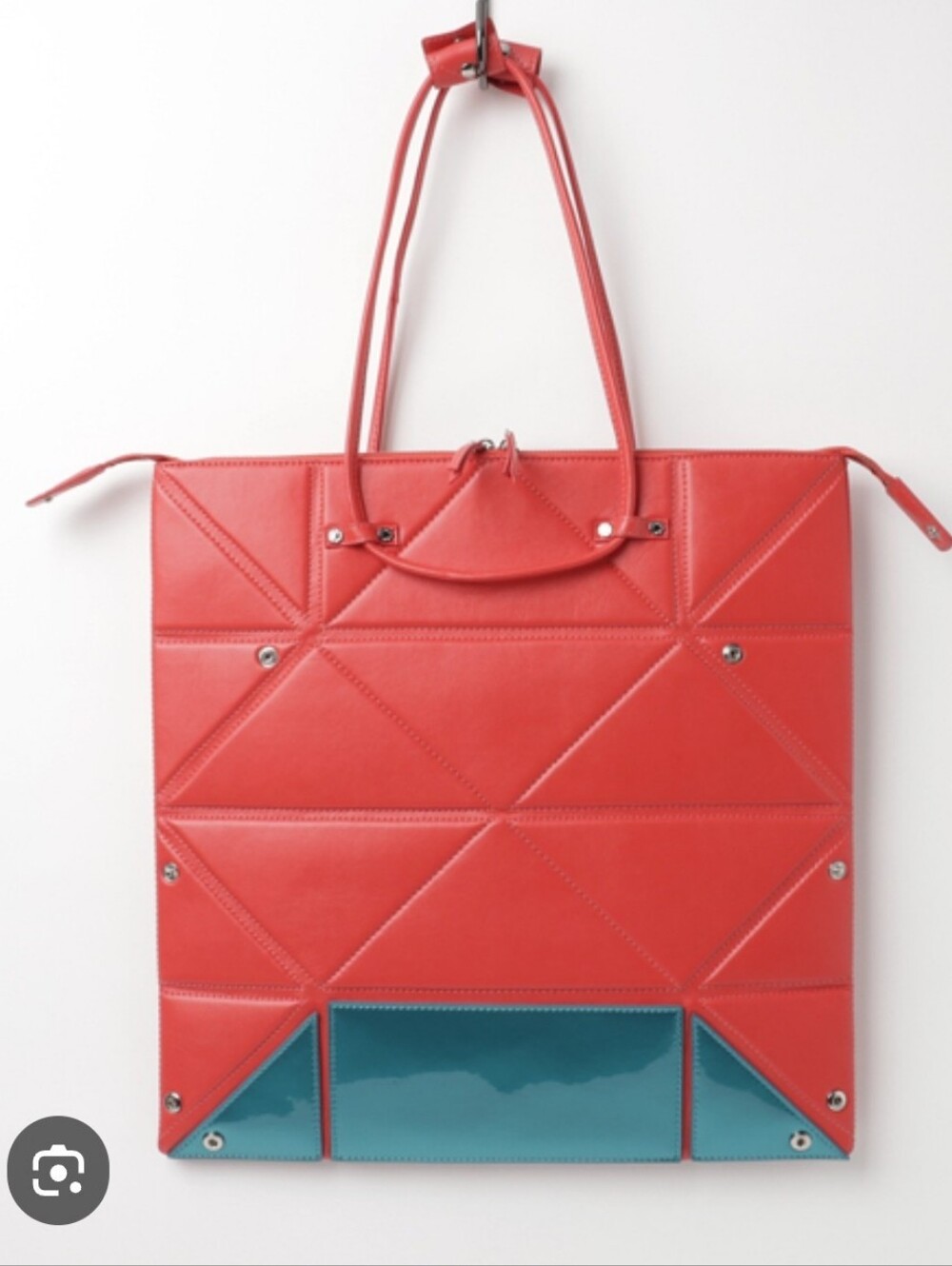 Women's Red Geometric Tote Bag